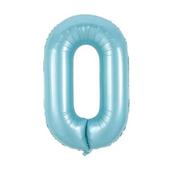 Фото 25 - Фольгована кулька цифра 0 “блакитна” (70 см.).
